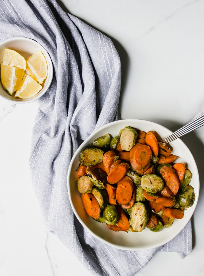 Cider Brussels Sprouts and Carrots