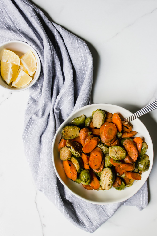 Cider Brussels Sprouts and Carrots